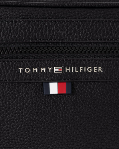 Tommy Hilfiger Essential PU Metal Logo Mens Reporter Bag - Black | CHO | Designer Mens Shoulder Bags