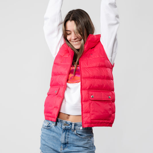 Tommy Hilfiger Lightweight Padded Womens Hooded Vest - Pink Splendor