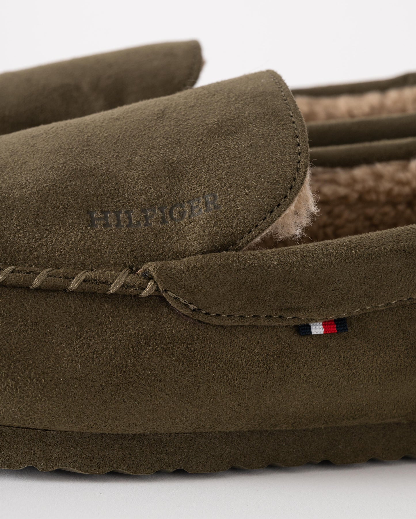 Tommy Hilfiger Suede Hilfiger Mens Driver House Shoes - Army Green