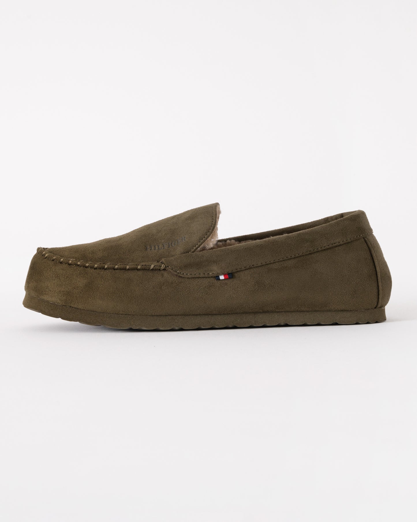 Tommy Hilfiger Suede Hilfiger Mens Driver House Shoes - Army Green