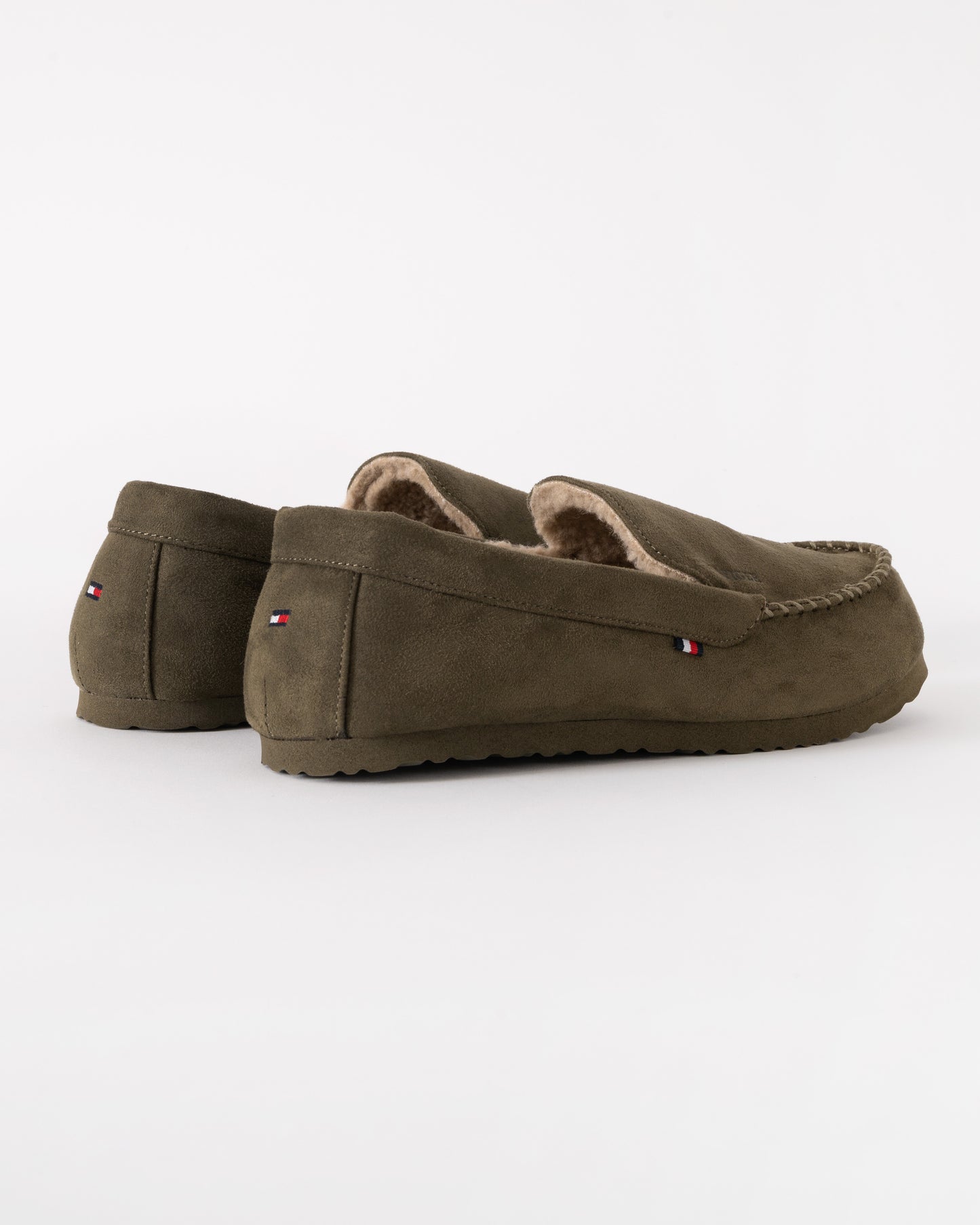 Tommy Hilfiger Suede Hilfiger Mens Driver House Shoes - Army Green