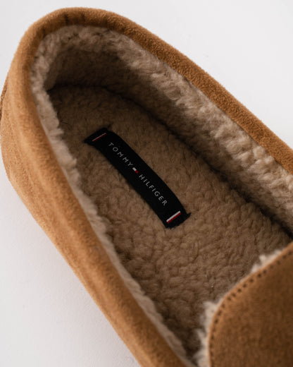 Tommy Hilfiger Suede Hilfiger Mens Driver House Shoes - Desert Khaki