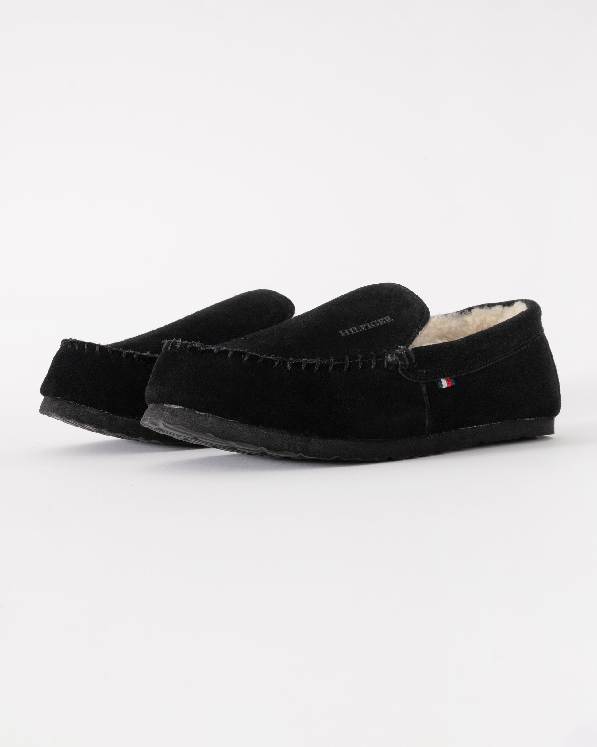 Tommy Hilfiger Suede Shirling Hilfiger Mens House Slippers in Black
