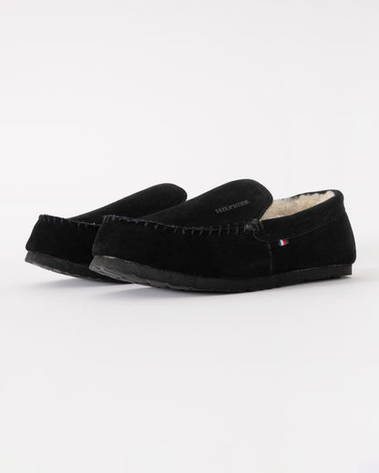 Tommy Hilfiger Suede Shirling Hilfiger Mens House Slippers in Black