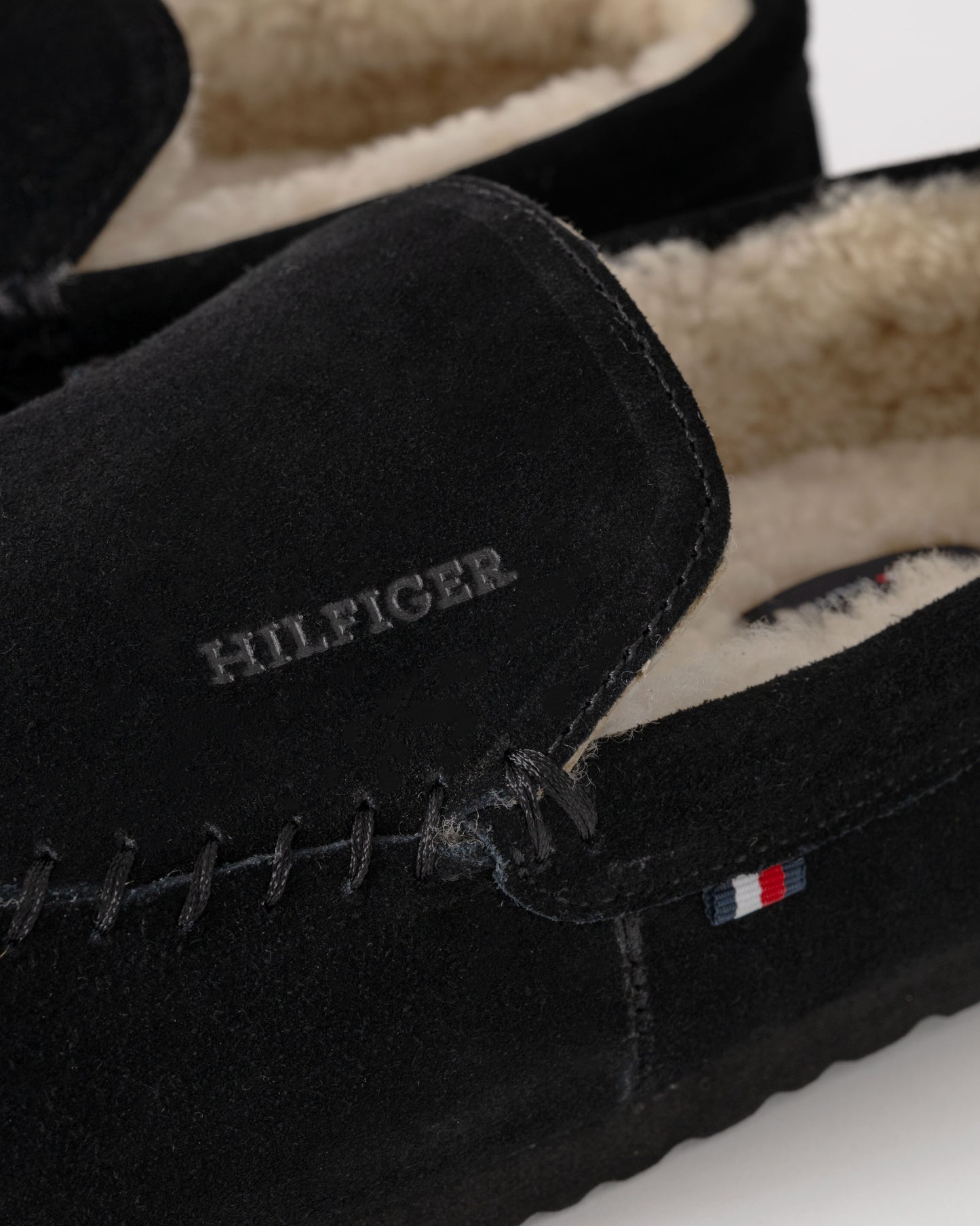 Tommy Hilfiger Suede Shirling Hilfiger Mens House Slippers - Black
