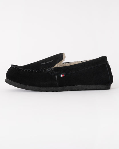 Tommy Hilfiger Suede Shirling Hilfiger Mens House Slippers - Black