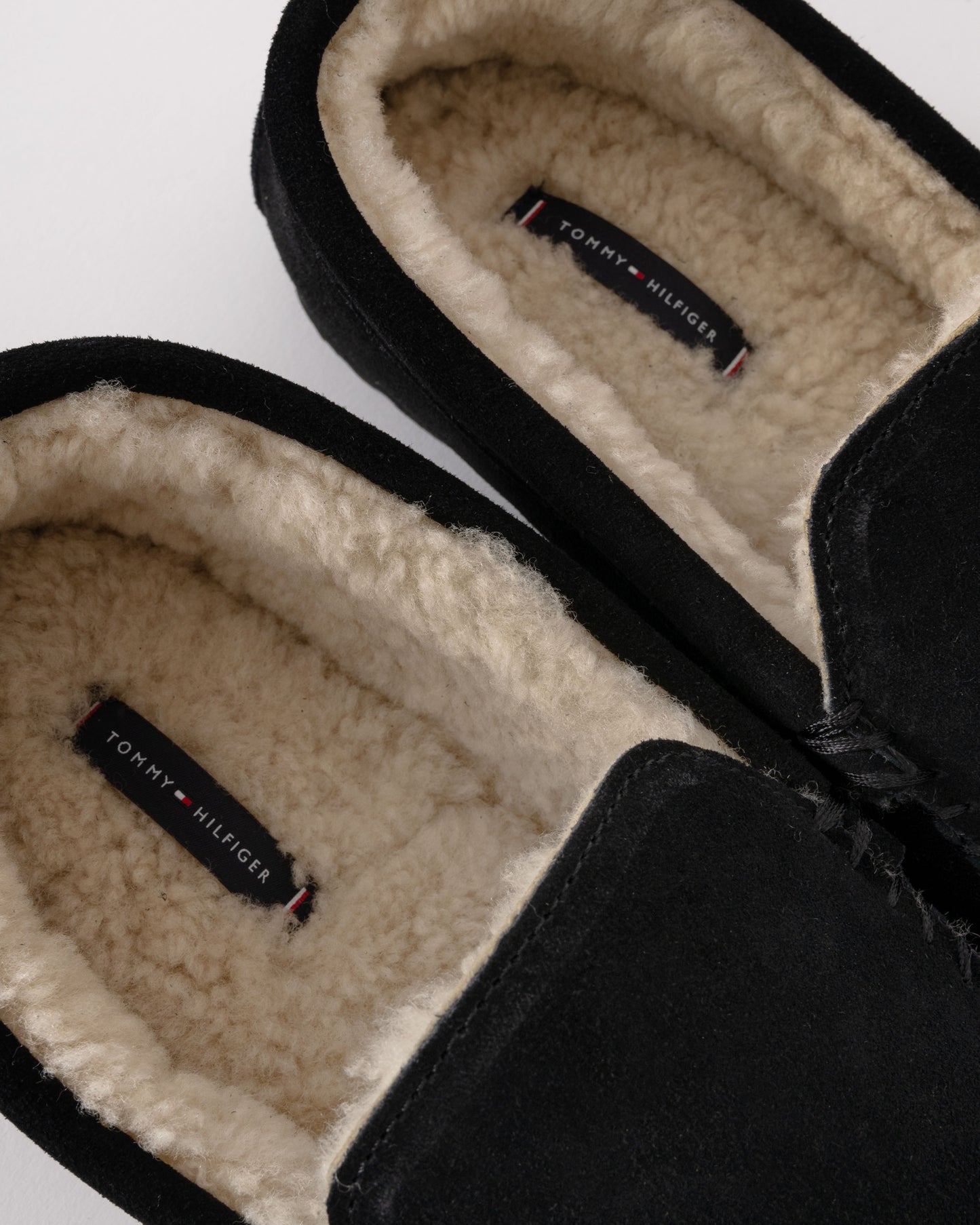 Tommy Hilfiger Suede Shirling Hilfiger Mens House Slippers - Black
