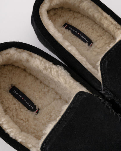Tommy Hilfiger Suede Shirling Hilfiger Mens House Slippers - Black