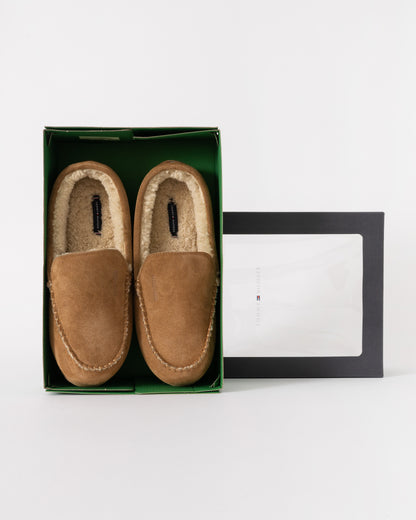 Tommy Hilfiger Suede Shirling Hilfiger Mens House Slippers in Beige 