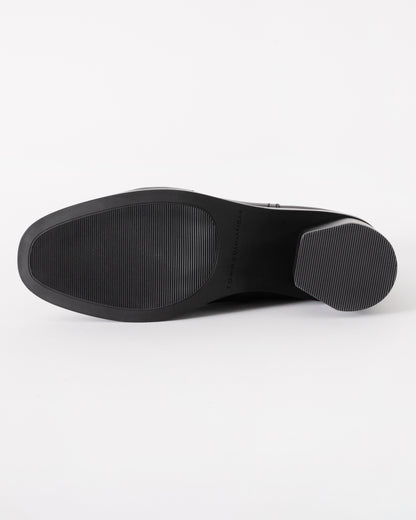 Tommy Hilfiger Womens Buckle Leather Mid-Heel Booties - Black