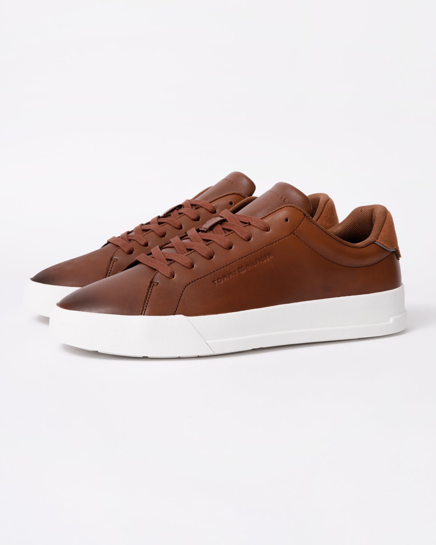 Tommy Hilfiger TH Core Leather Mens Court Trainers - Winter Cognac