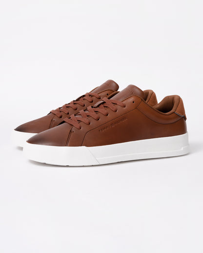 Tommy Hilfiger TH Core Leather Mens Court Trainers - Winter Cognac