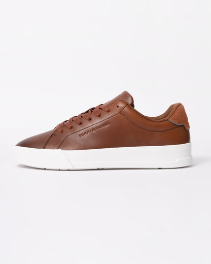 Tommy Hilfiger TH Core Leather Mens Court Trainers - Winter Cognac