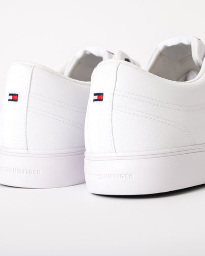 Tommy Hilfiger TH Core Low-Top Mens Vulcanised Leather Trainers - White
