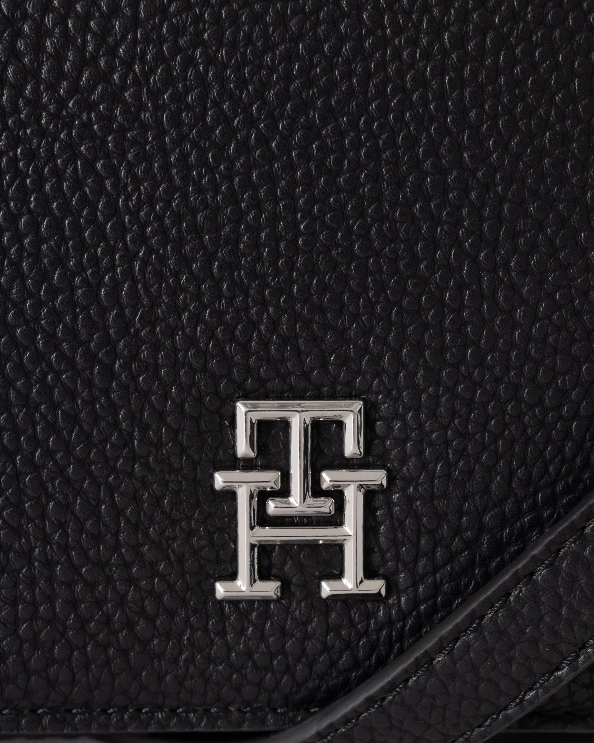 Tommy Hilfiger TH Emblem Flap Womens Crossover Bag - Black | CHO | Designer Womens Shoulder Bags
