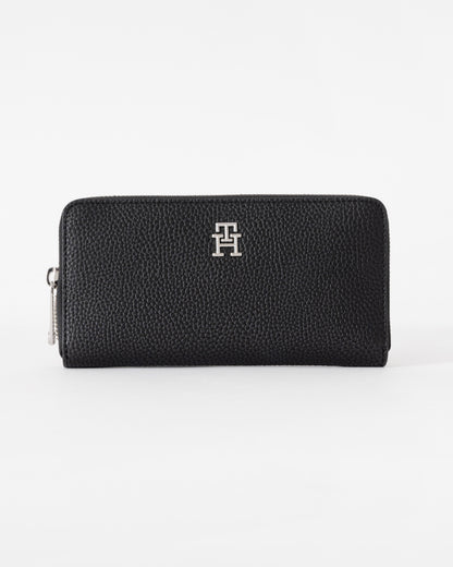 Tommy Hilfiger TH Emblem Womesn Large Zip Bag - Black | CHO | Designer Womens Shoulder Bags