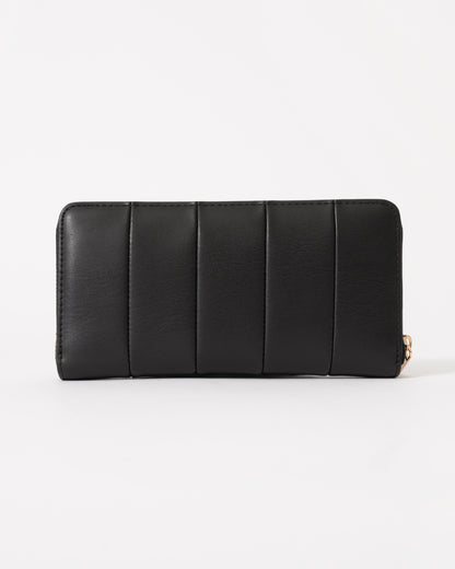 Tommy Hilfiger TH Icon Large Zip-Around Womens Quilted Wallet - Black