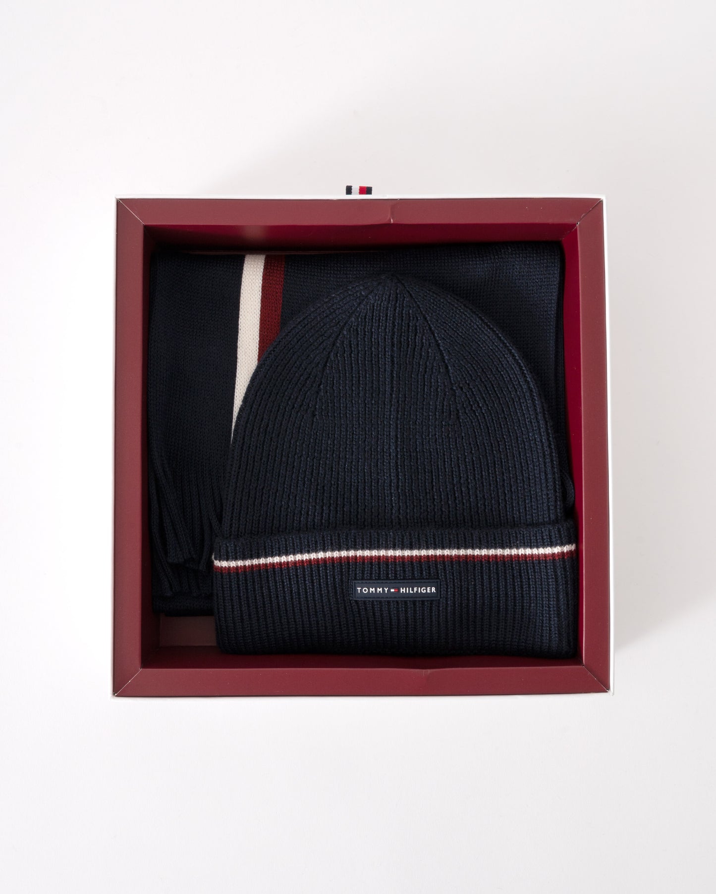 Tommy Hilfiger TH Wool Beanie & Scarf Gift Set - Space Blue - CHO - Designer Mens Gift Sets