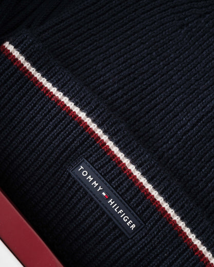 Tommy Hilfiger TH Wool Beanie & Scarf Gift Set - Space Blue - CHO - Designer Mens Gift Sets