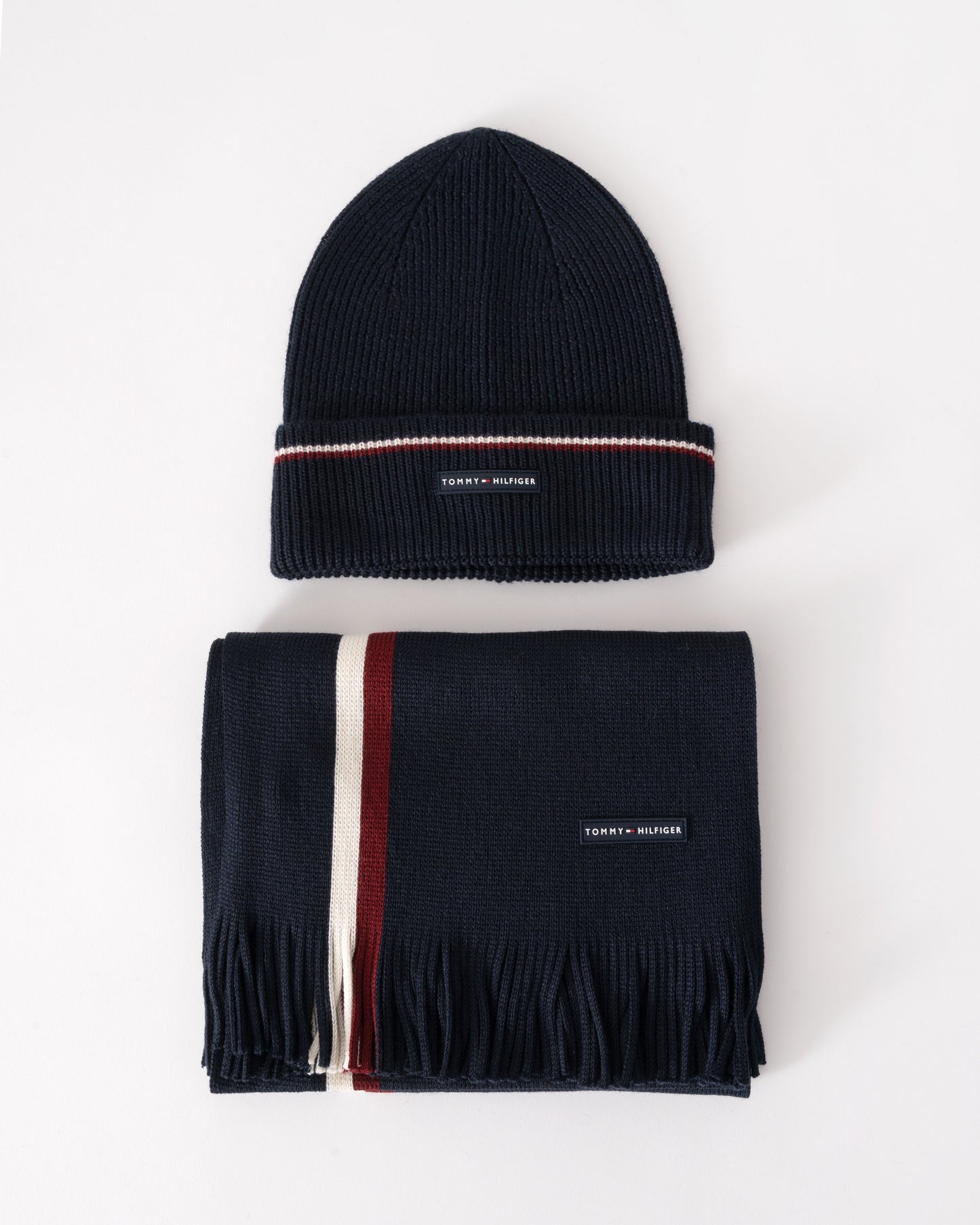 Tommy Hilfiger TH Wool Beanie & Scarf Gift Set - Space Blue - CHO - Designer Mens Gift Sets