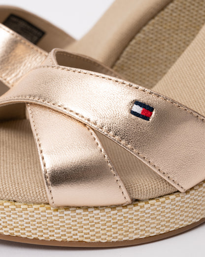 Tommy Hilfiger Womens Metallic Wedge Espadrille Sandals
