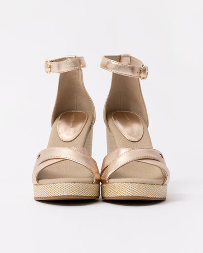 Tommy Hilfiger Womens Metallic Wedge Espadrille Sandals