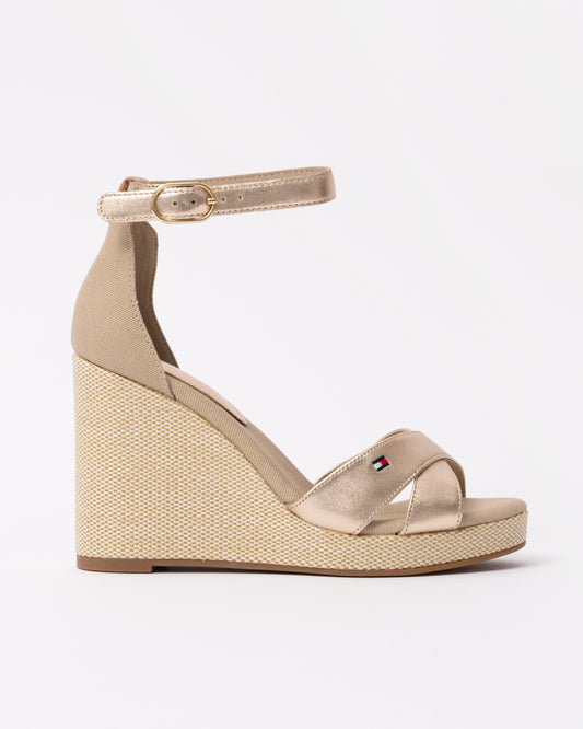 Tommy Hilfiger Womens Metallic Wedge Espadrille Sandals