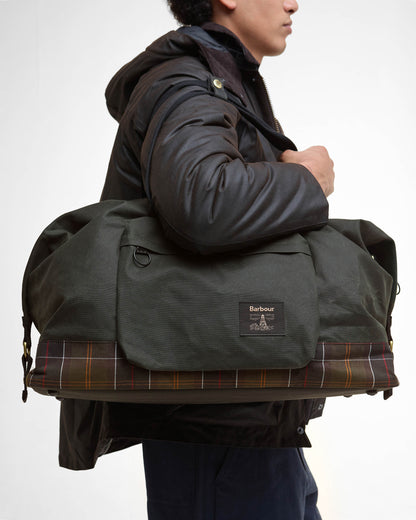 Barbour Field Unisex Wax Holdall - Sage/Classic | CHO | Designer Unisex Duffel Bags
