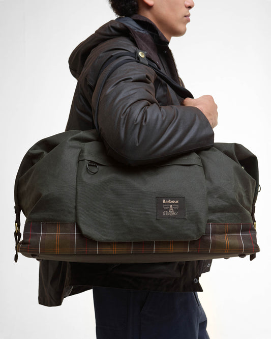 Barbour Field Unisex Wax Holdall - Sage/Classic | CHO | Designer Unisex Duffel Bags