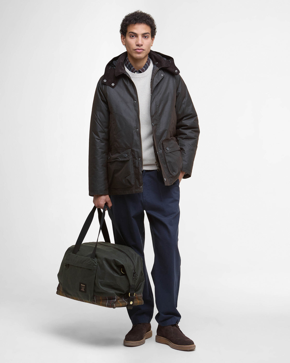 Barbour Field Unisex Wax Holdall - Sage/Classic | CHO | Designer Unisex Duffel Bags