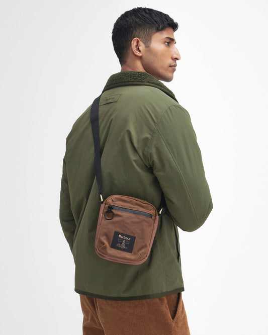 Barbour Field Unisex Wax Crossbody Bag - Tan/Black