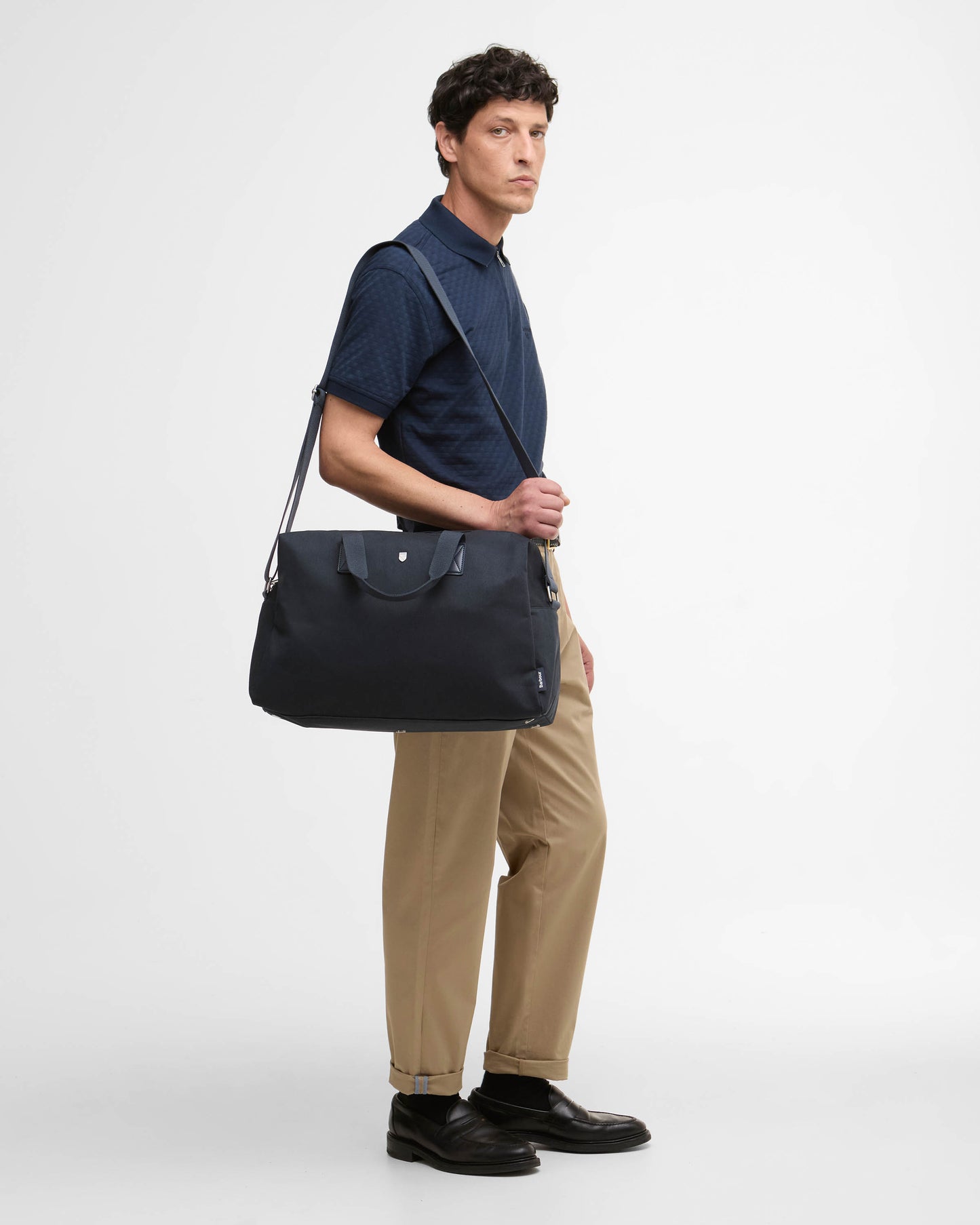 Barbour Cascade Mens Flight Bag - Navy | CHO | Designer Mens Bags
