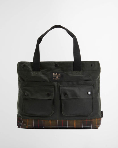 Barbour Field Wax Tote Bag - Sage/Classic | CHO | Designer Unisex Tote Bags