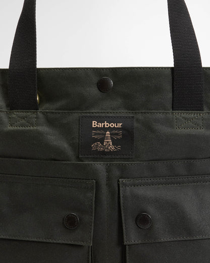 Barbour Field Wax Tote Bag - Sage/Classic | CHO | Designer Unisex Tote Bags