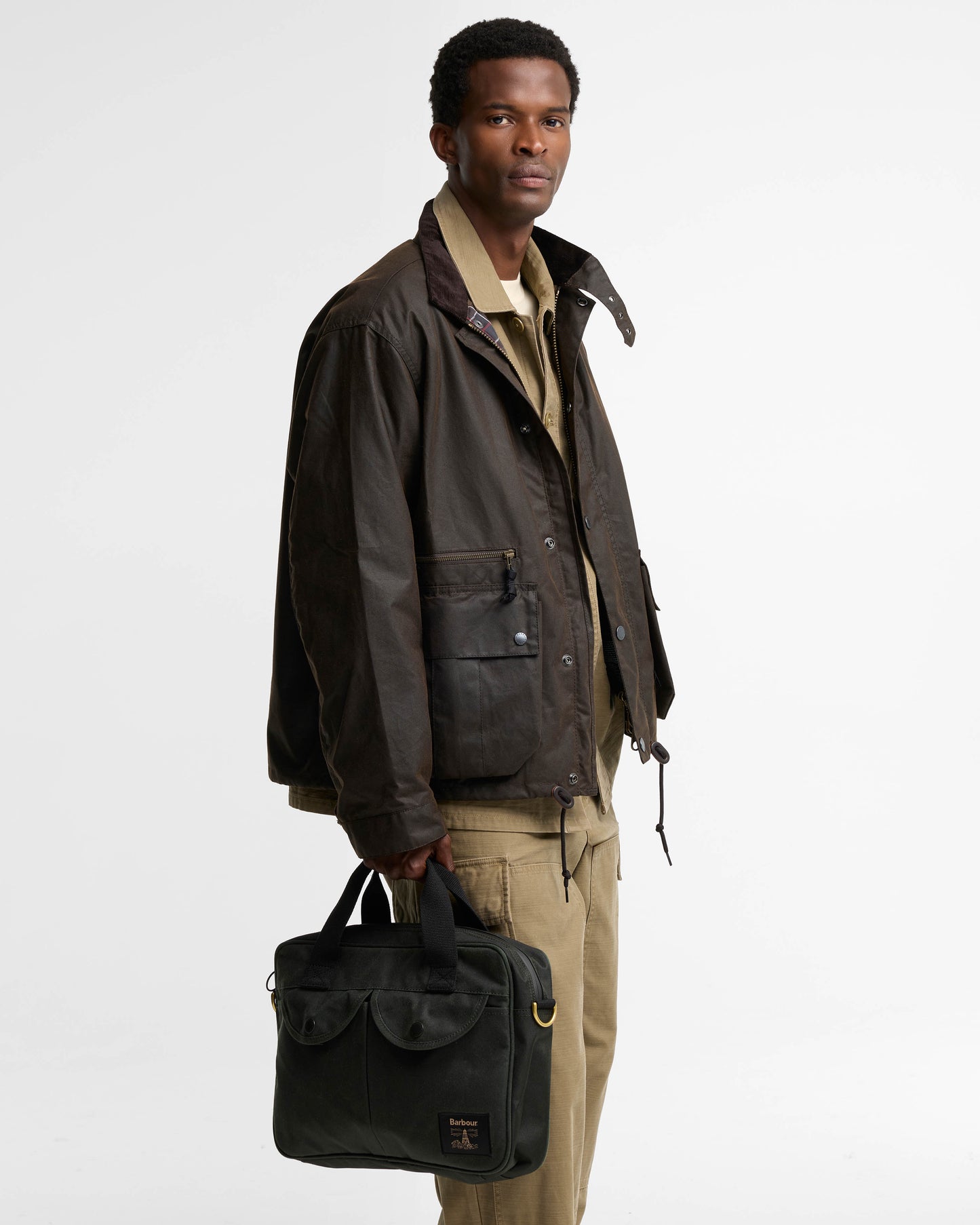 Barbour Field Wax Laptop Crossbody Bag - Sage | CHO | Designer Unisex Laptop Bags