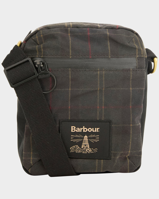 Barbour Field Tartan Wax Crossbody Bag - Dark Classic Tartan | CHO | Designer Unisex Cross Body Bags