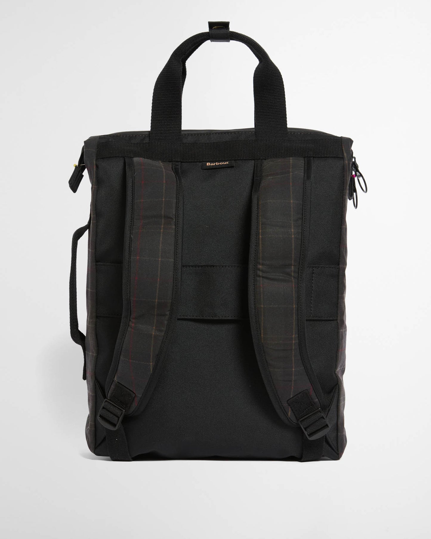 Barbour Field Tartan Wax Backpack - Dark Classic Tartan, back.