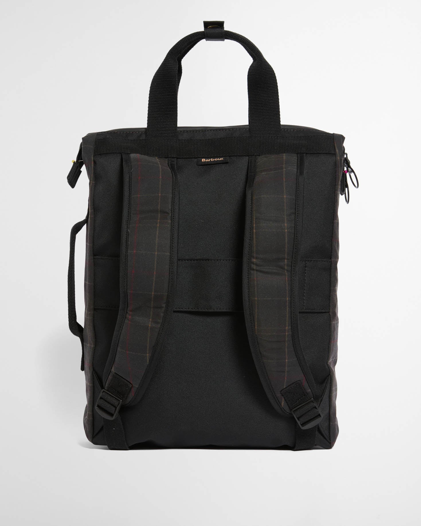 Barbour Field Tartan Wax Backpack - Dark Classic Tartan, back.