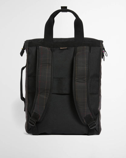 Barbour Field Tartan Wax Backpack - Dark Classic Tartan, back.