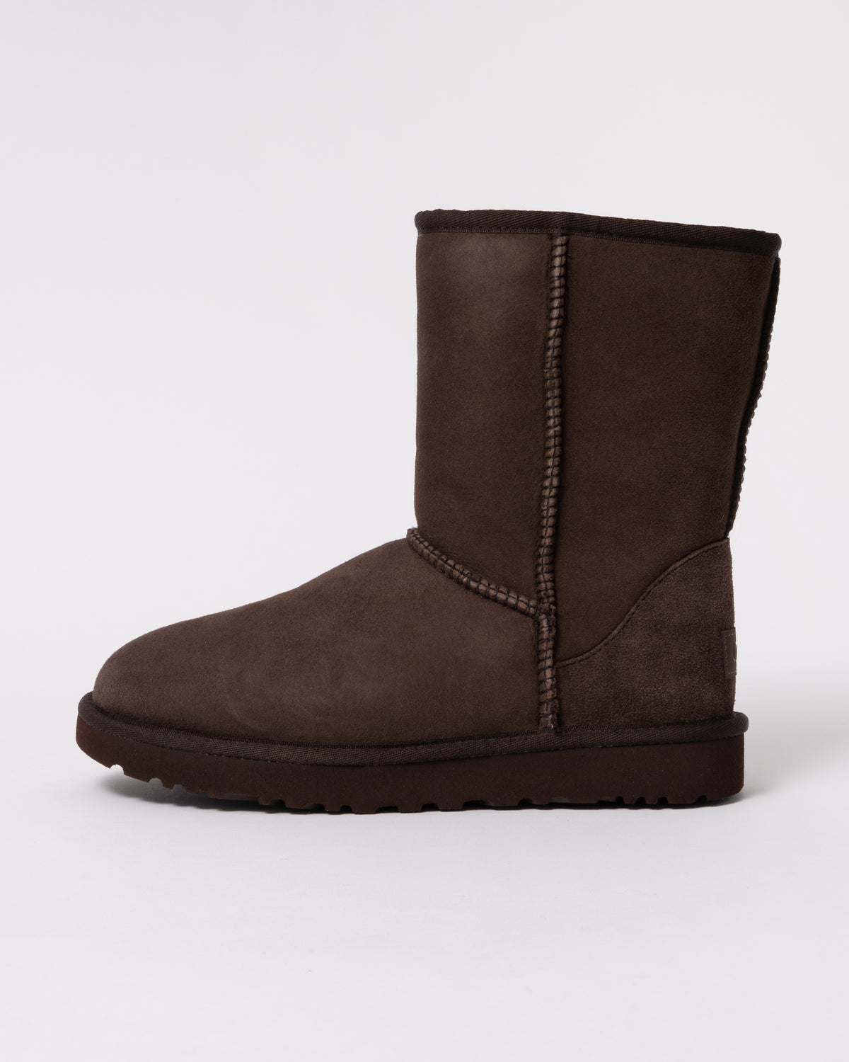 Studio photograph showing side of UGG Classic Short II Womens Boots in Dusted Cocoa