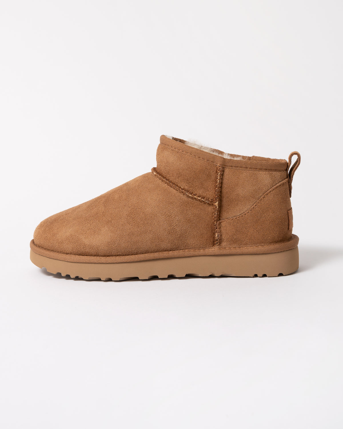 side of a UGG Classic Ultra Mini Womens Boot in Chestnut