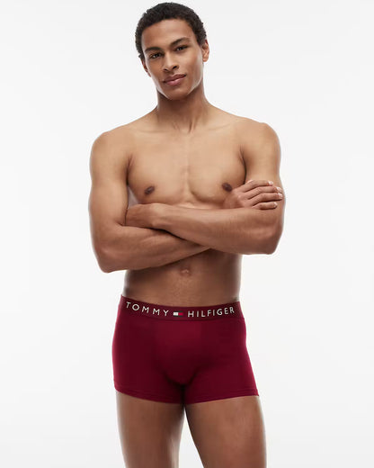 Tommy Hilfiger 3 Pack Waistband Mens Trunks - Desert Sky/White/Rouge  | CHO | Designer Mens Underwear