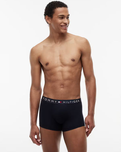 Tommy Hilfiger 3 Pack Waistband Mens Trunks - Desert Sky/White/Rouge  | CHO | Designer Mens Underwear