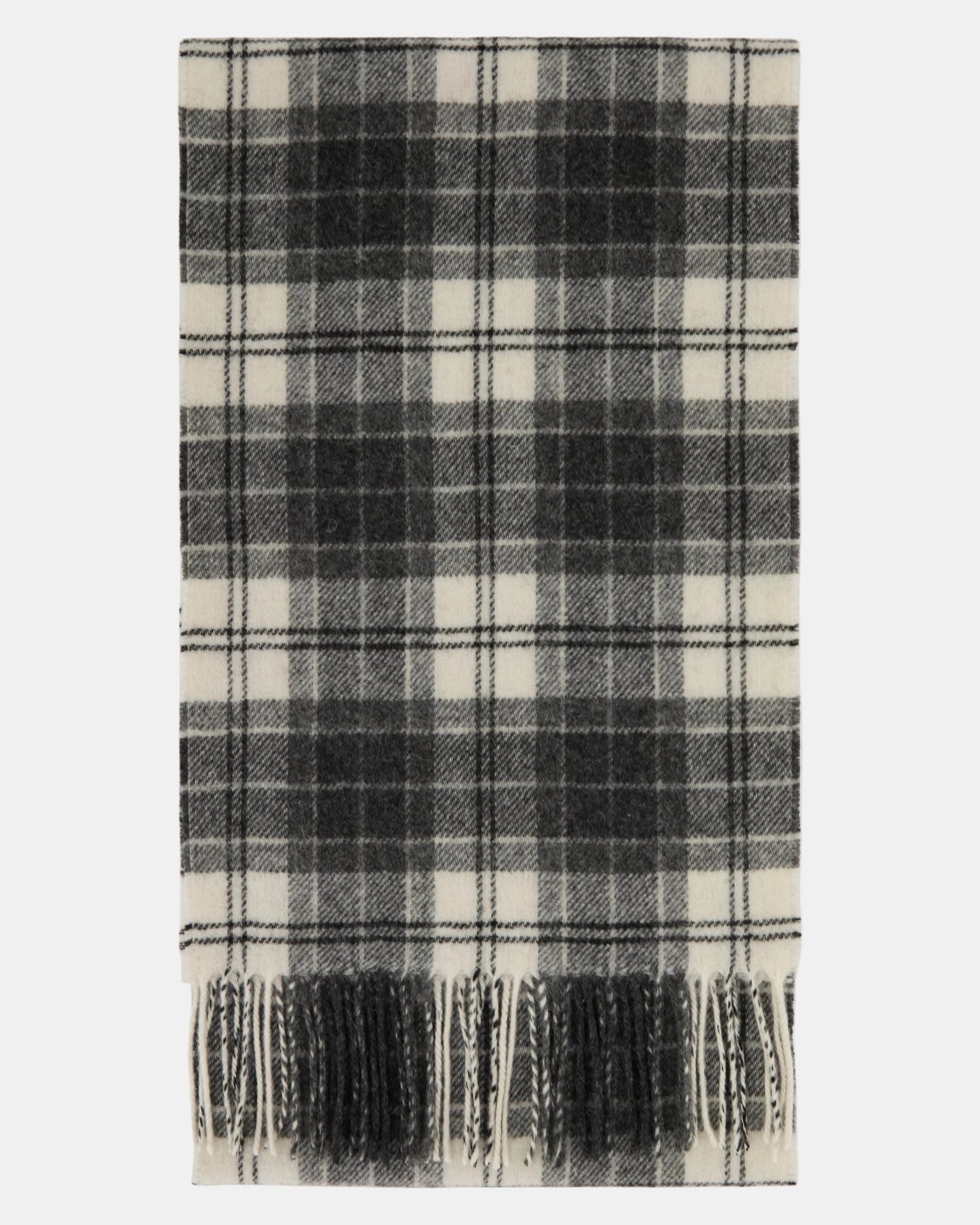 Barbour Tartan Unisex Lambswool Scarf - Monochrome Tartan | CHO | Designer Unisex Scarves