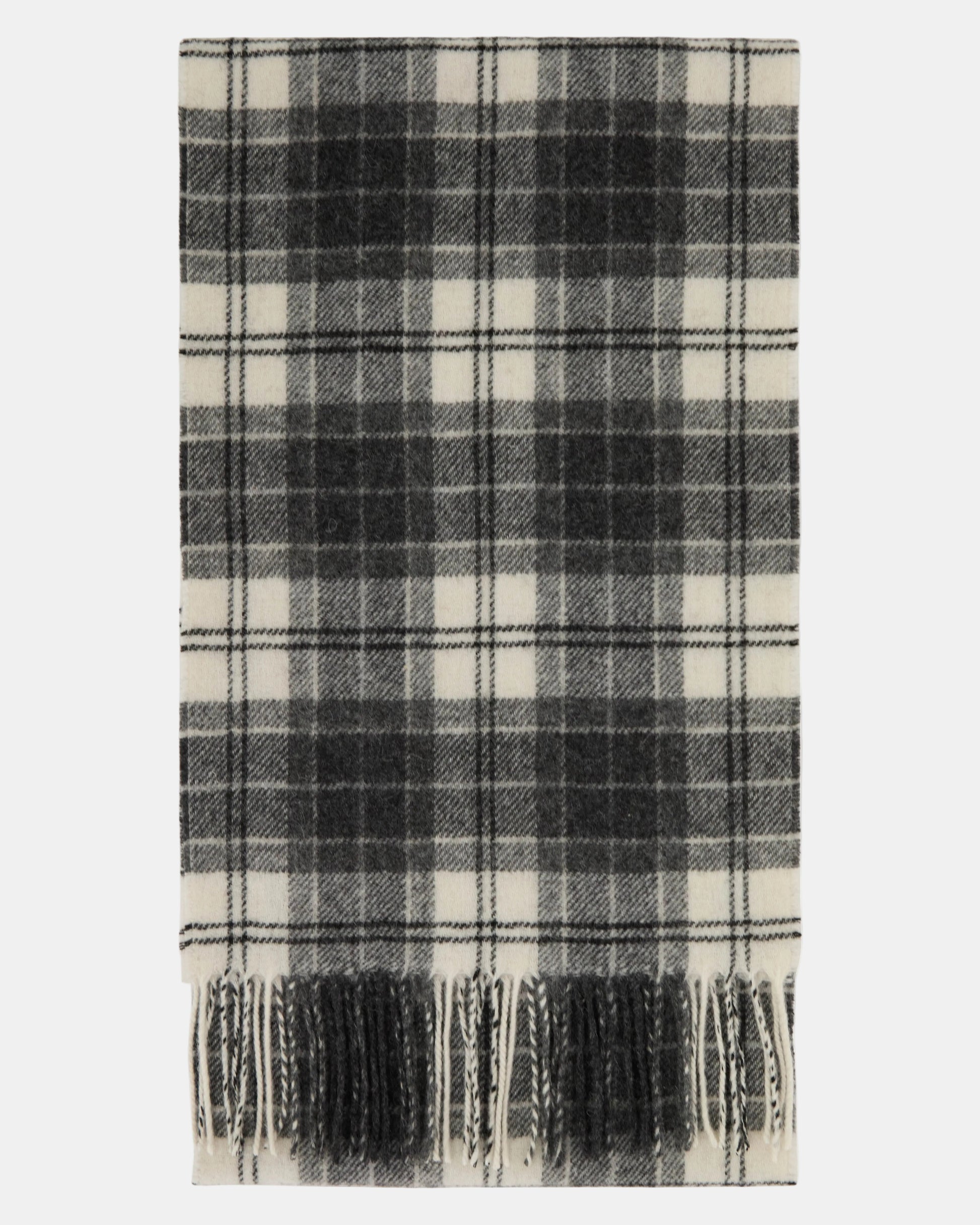 Barbour Tartan Unisex Lambswool Scarf - Monochrome Tartan | CHO | Designer Unisex Scarves