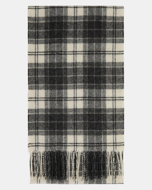 Barbour Tartan Unisex Lambswool Scarf - Monochrome Tartan | CHO | Designer Unisex Scarves