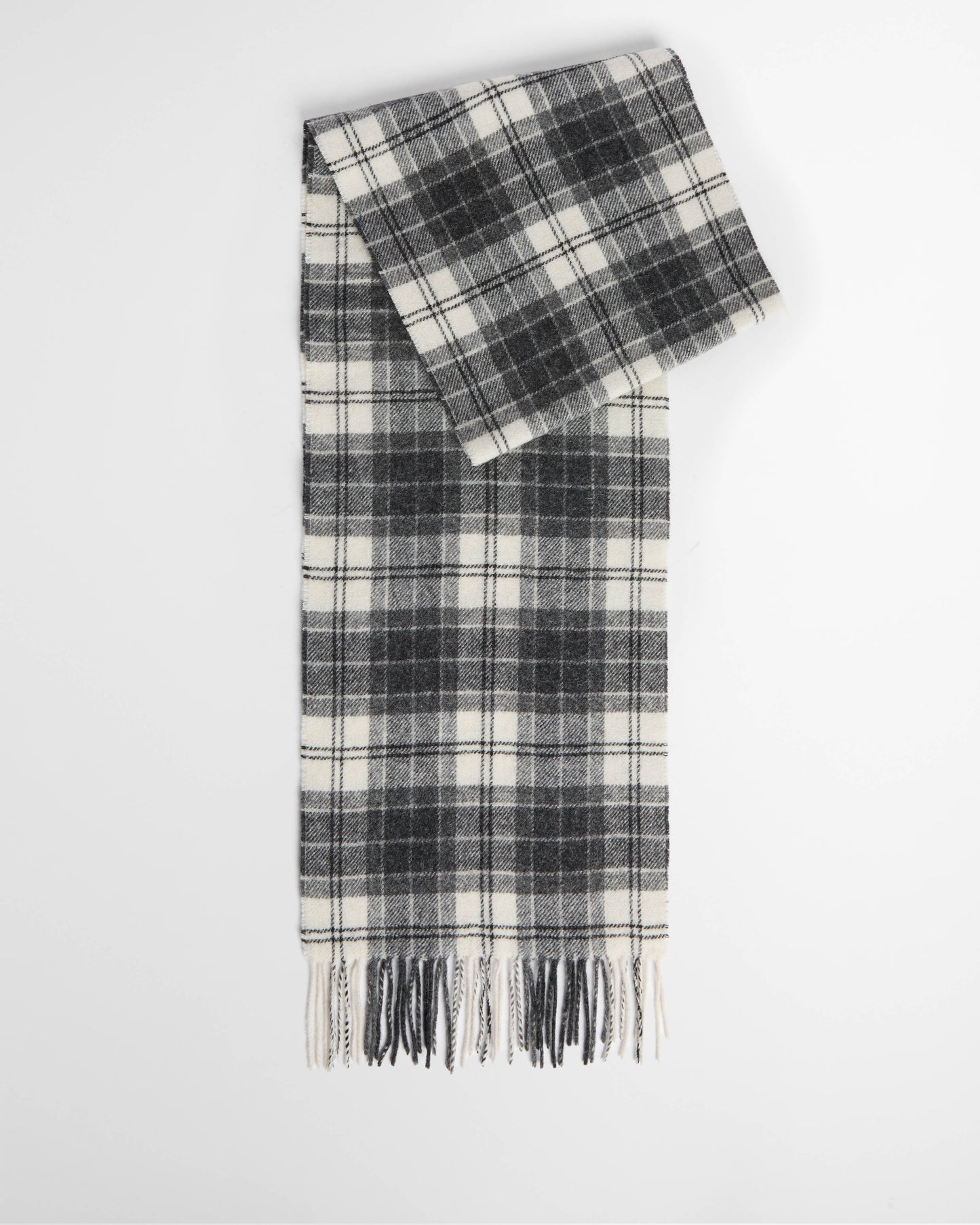 Barbour Tartan Unisex Lambswool Scarf - Monochrome Tartan | CHO | Designer Unisex Scarves