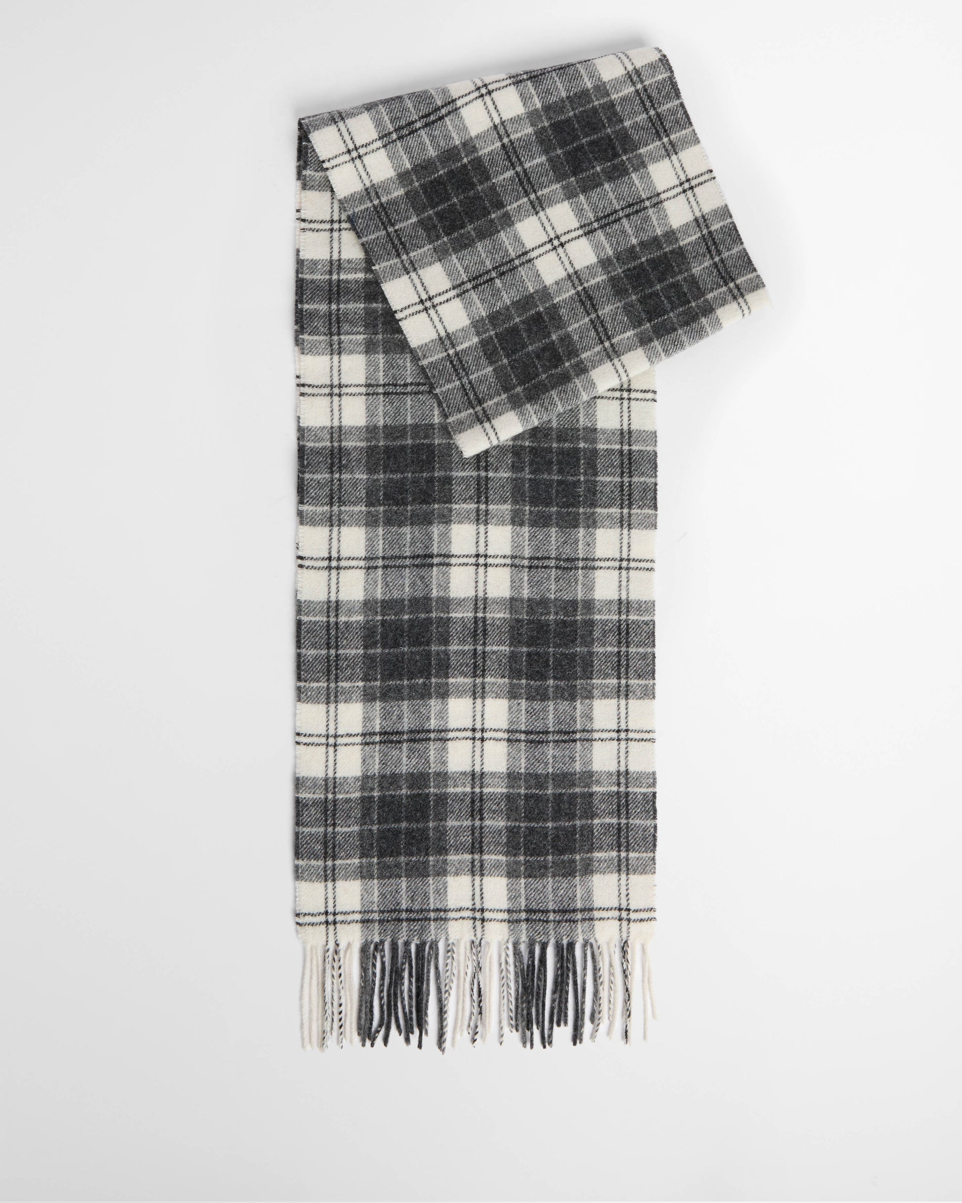 Barbour Tartan Unisex Lambswool Scarf - Monochrome Tartan | CHO | Designer Unisex Scarves