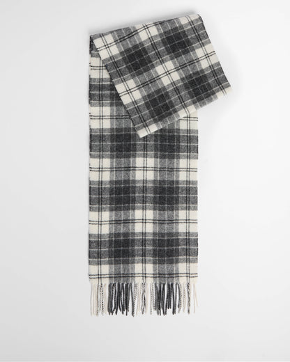 Barbour Tartan Unisex Lambswool Scarf - Monochrome Tartan | CHO | Designer Unisex Scarves