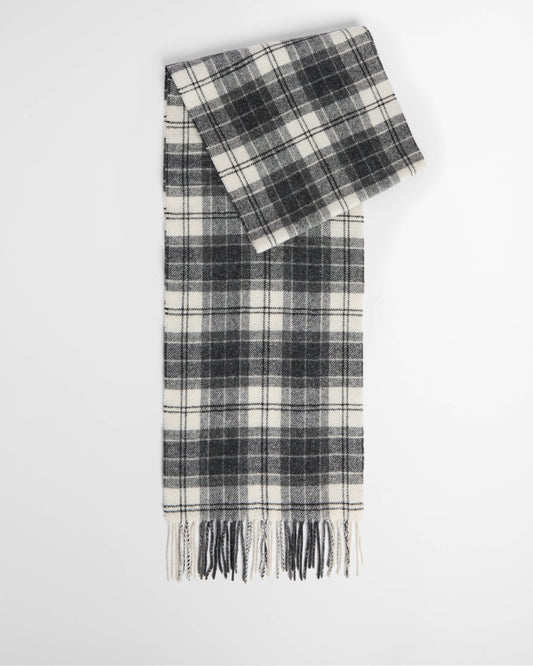 Barbour Tartan Unisex Lambswool Scarf - Monochrome Tartan | CHO | Designer Unisex Scarves